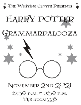 Harry Potter Grammarpalooza flyer.